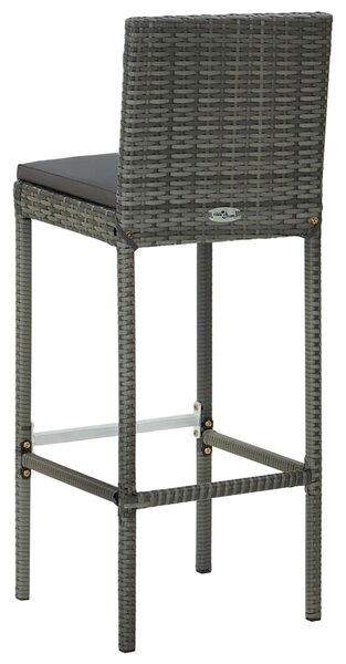 6 db szürke polyrattan bárszék párnákkal
