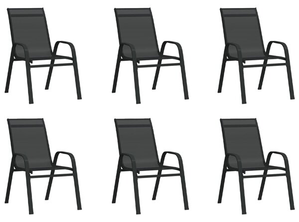 VidaXL 6 db fekete textilén rakásolható kerti szék
