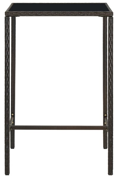 Barna polyrattan és üveg kerti bárasztal 70 x 70 x 110 cm