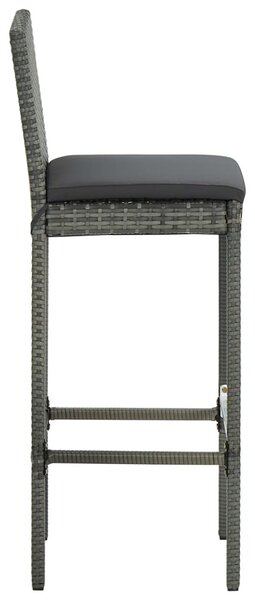 6 db szürke polyrattan bárszék párnákkal