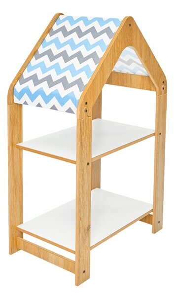 Montessori polc, Zoilen, mdf, natúr, fehér, kék, 57x34x70 cm
