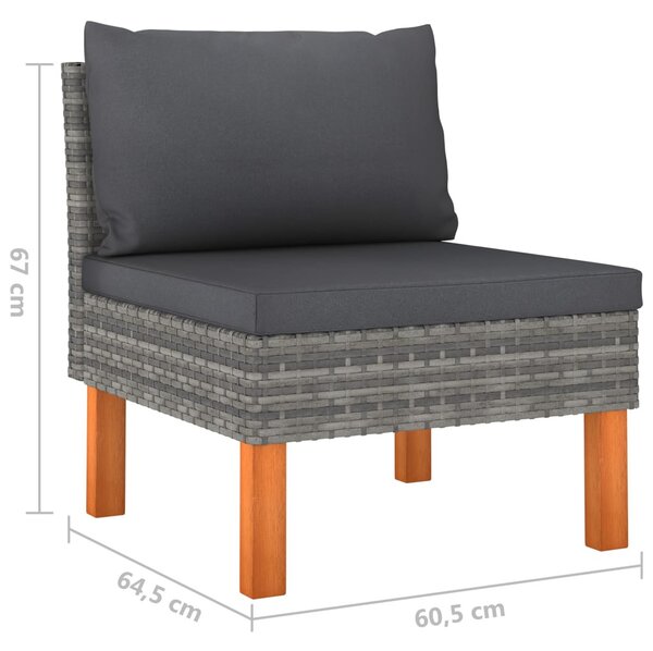 10 részes szürke polyrattan kerti ülőgarnitúra párnákkal