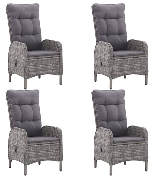 5 részes szürke polyrattan és üveg kerti étkezőgarnitúra