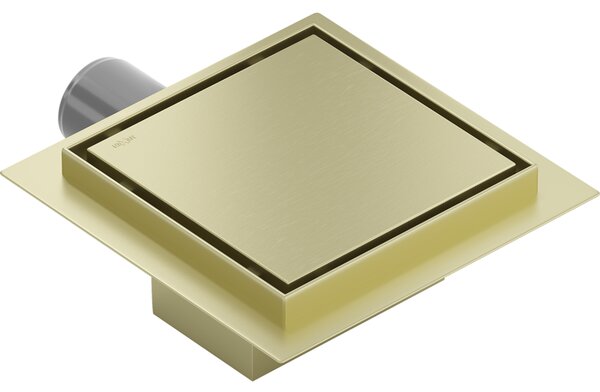 Mexen Flat-Q, pontszerű padlóösszefolyó 12 cm, matt arany, 1A10012