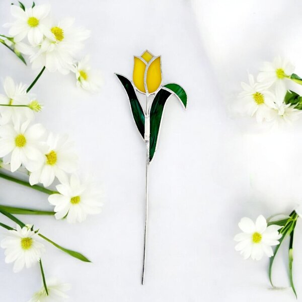 Tulipán szál üveg örökvirág - Sárga