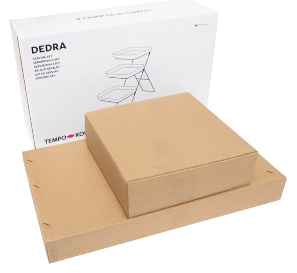 KONDELA Háromszintes tálaló állvány, fehér / fekete, DEDRA