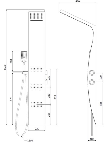 Mexen Bali zuhanypanel, fekete/fehér - 7622-03-71