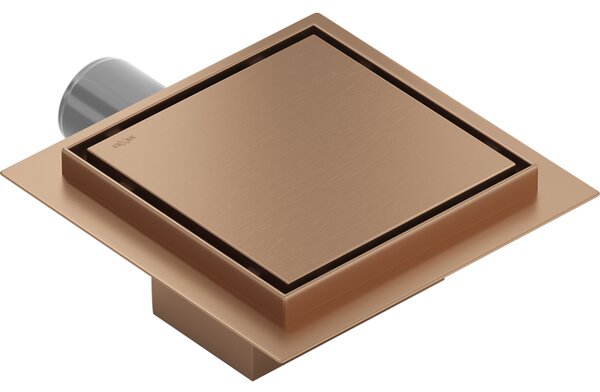 Mexen Flat-Q, pontszerű padlóösszefolyó 12 cm, matt réz, 1C10012