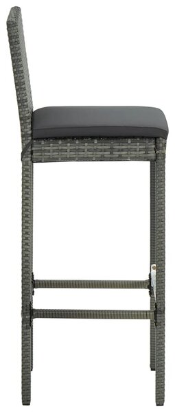 5 darabos szürke polyrattan kerti bárszett párnákkal