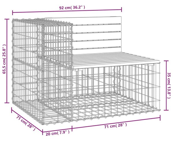 Tömör duglászfenyő gabion kerti pad 92 x 71 x 65,5 cm