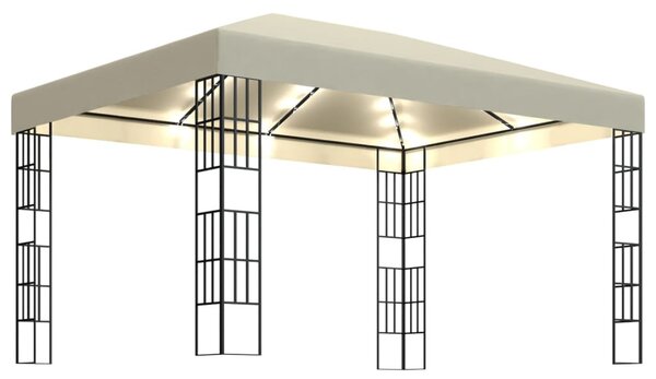 Krémszínű pavilon LED fényfüzérrel 3 x 4 m