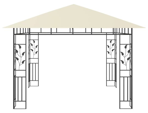 Krémszínű pavilon szúnyoghálóval/LED fényfüzérrel 3x3x2,73 m