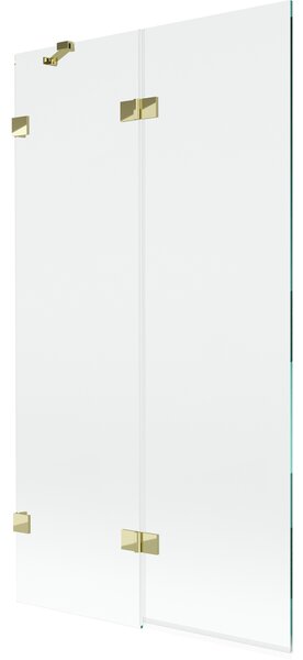 Mexen Lunar, kétszárnyú kádparaván bal oldali 100 x 150 cm, átlátszó üveg, fényes arany, 897-100-100-50-00-L