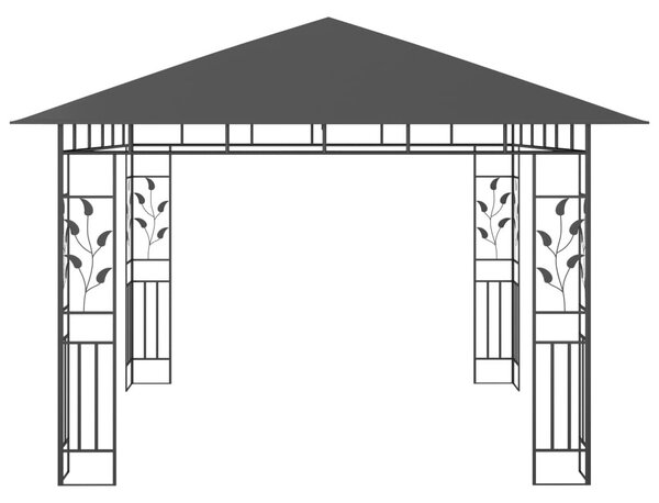 Antracitszürke pavilon szúnyoghálóval 3 x 3 x 2,73 m 180 g/m²