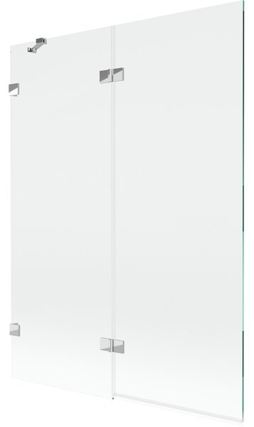 Mexen Lunar 2-szárnyú bal fürdőszobai paraván, 130 x 150 cm, átlátszó, króm - 897-130-100-01-00-L