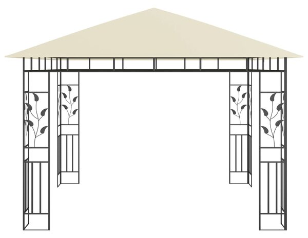 Krémszínű pavilon szúnyoghálóval/LED fényfüzérrel 3x3x2,73 m