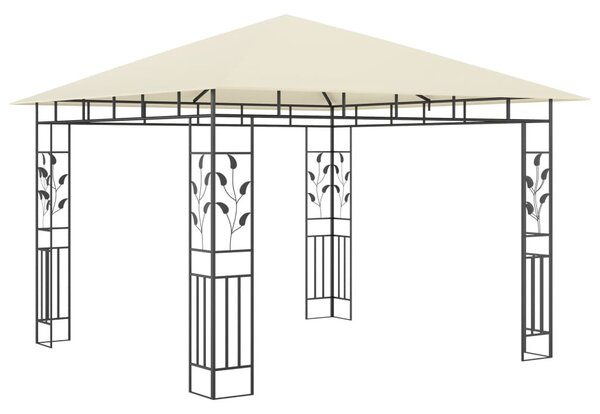 Krémszínű pavilon szúnyoghálóval/LED fényfüzérrel 3x3x2,73 m