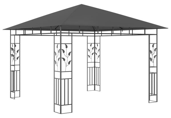 Antracitszürke pavilon szúnyoghálóval 3 x 3 x 2,73 m 180 g/m²