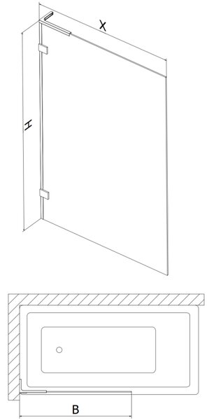 Mexen Lunar L egyajtós kádparaván 90 x 150 cm, átlátszó, arany - 897L-090-000-50-00