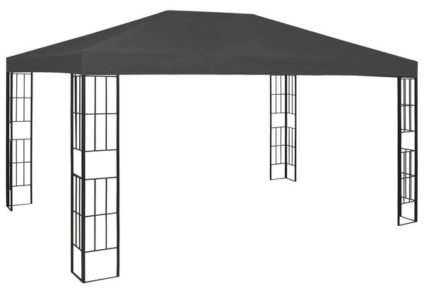 Antracitszürke pavilon LED fényfüzérrel 3 x 4 m