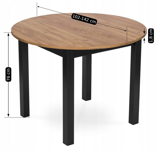 Okrúhly rozkladací stôl Harry 102-142 cm dub Craft| jaks