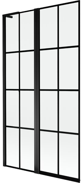 Mexen Mist L, kétszárnyú kádparaván, bal oldali 100 x 150 cm, fekete rács, fekete - 8A9L-100-011-70-77-L