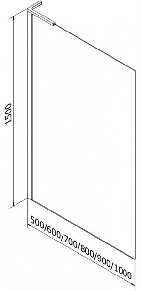 Mexen Next L 1-szárnyú fürdőszobai paraván, 80 x 150 cm, átlátszó, króm - 895-080-000-03-00-01