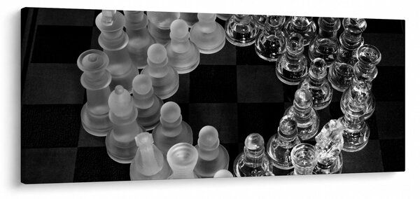 Kép - fekete-fehér sakk (120x50 cm)