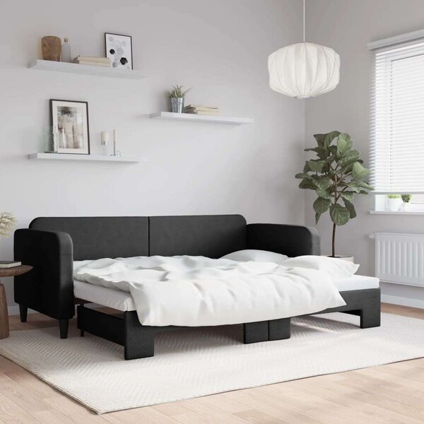 VidaXL fekete kihúzható szövet heverő 80 x 200 cm