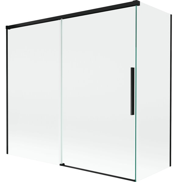 Mexen Rox, kétszárnyú tolóajtós kádparaván 170 + 70 x 150 cm, 8 mm-es átlátszó üveg, matt fekete profil, 8C9-170-070-70-00