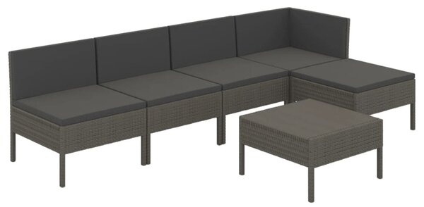 6 részes szürke polyrattan kerti bútorszett párnákkal
