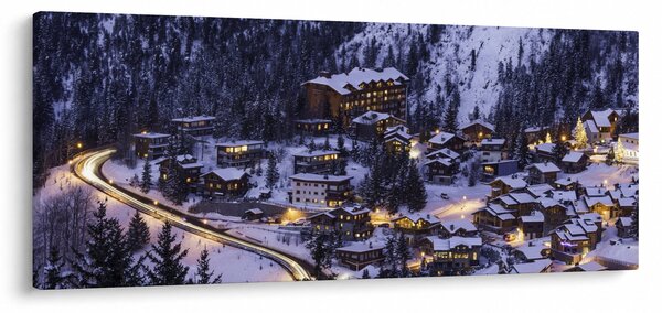 Kép - téli hegyi város (120x50 cm)