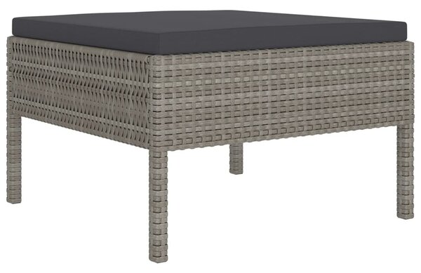 10 részes szürke polyrattan kerti bútorszett párnákkal