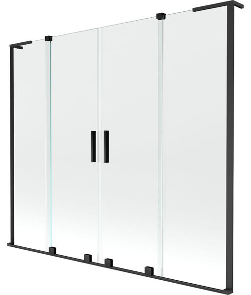 Mexen Velar L Duo kádparaván 2-szárnyú tolóajtóval 170 x 150 cm, átlátszó, fekete - 896-170-003-02-70