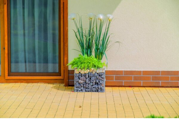 Kocka gabion virágtartó, L (39x48x48 cm)