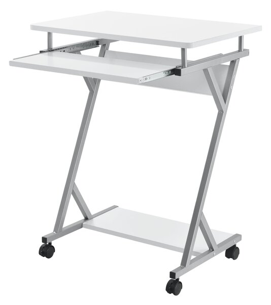 [en.casa]® Számítógépasztal gurulós munkaállomás 60 x 40 x 75 cm íróasztal görgőkkel fehér
