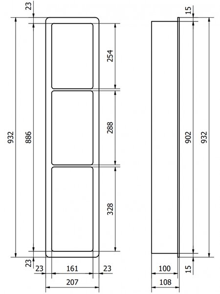 Mexen X-Wall-K, beépíthető konglomerátum polc 93,2 x 20,7 cm, fehér, 1900932010