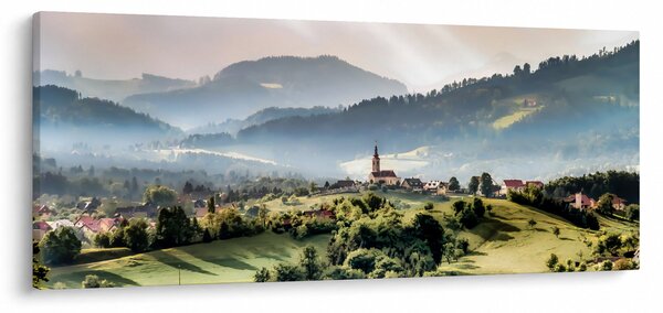 Kép - falu a ködben (120x50 cm)