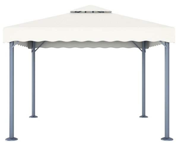 Krémszínű alumíniumpavilon LED fényfüzérrel 300 x 300 cm