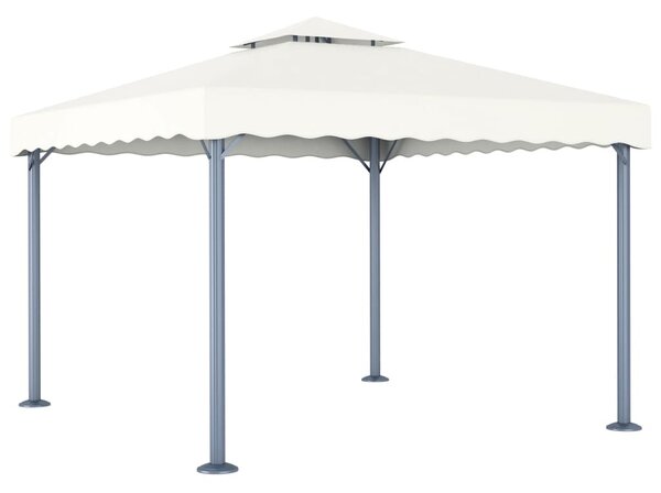 Krémszínű alumíniumpavilon LED fényfüzérrel 300 x 300 cm