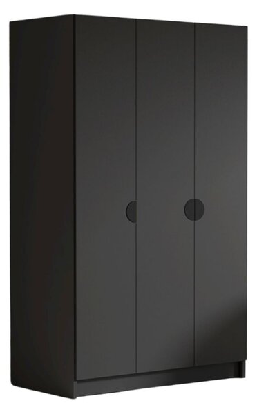 CAMON 150 cm-es gardróbszekrény – fekete/fekete fogantyúkkal