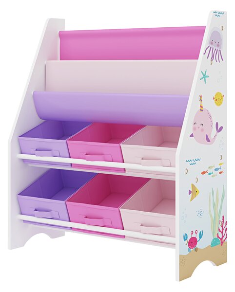 Gyerekpolc Ponteceso óceán-motívum fehér/rózsaszín/lila [en.casa]