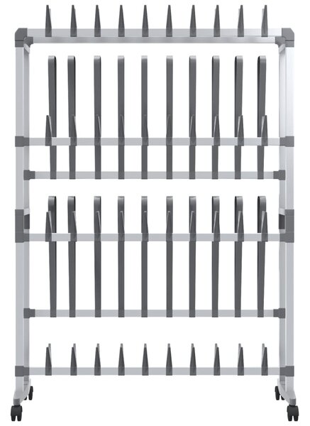 Ezüst cipőtartó kerekekkel 89 x 27 x 120 cm