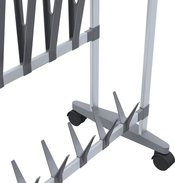 Ezüst cipőtartó kerekekkel 89 x 27 x 120 cm