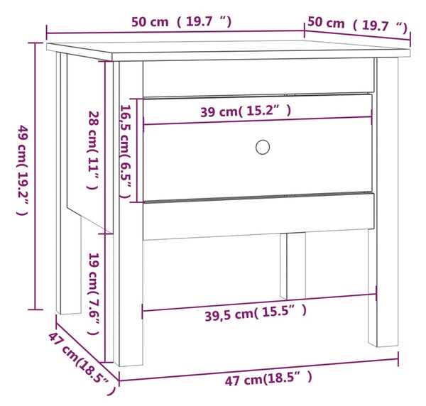 Tömör fenyőfa kisasztal 50 x 50 x 49 cm