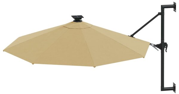 Tópszínű fali napernyő LED-ekkel és fémrúddal 300 cm