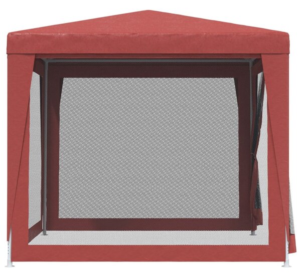 Piros HDPE rendezvénysátor 4 hálós oldalfallal 2,5x2,5 m