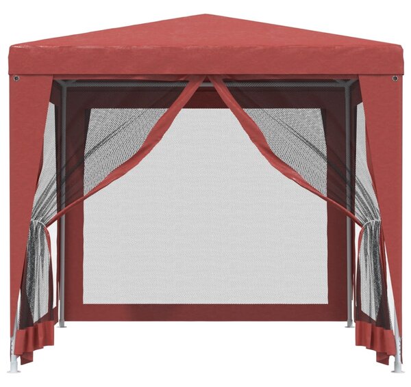 Piros HDPE rendezvénysátor 4 hálós oldalfallal 2,5x2,5 m