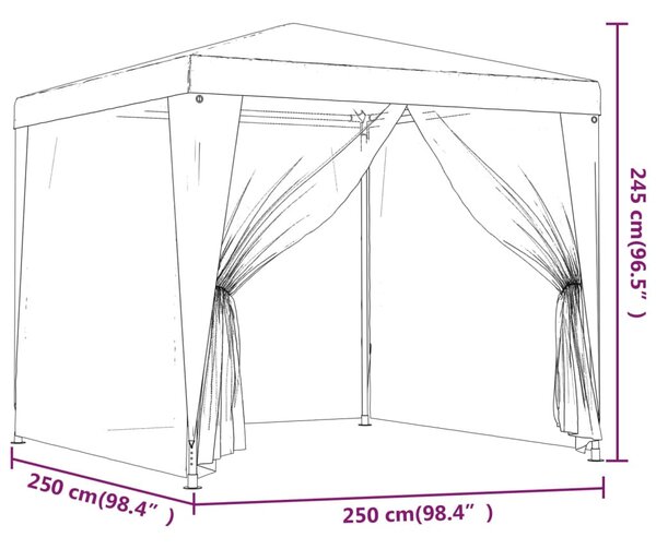 Antracitszürke HDPE partisátor 4 hálós oldalfallal 2,5x2,5 m