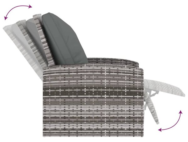 Szürke polyrattan dönthető kerti szék párnával